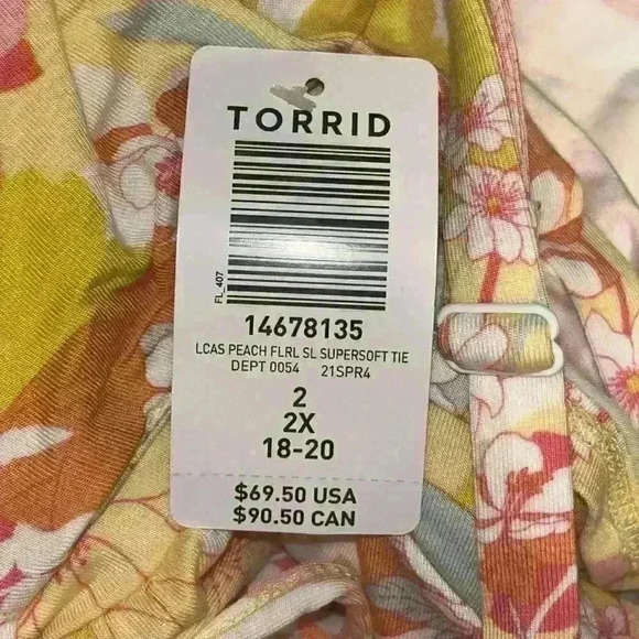 Torrid Midi Super‎ Soft Tiered Floral Peach Spaghetti Strap Dress w/ Pockets 2X - Picture 10 of 10